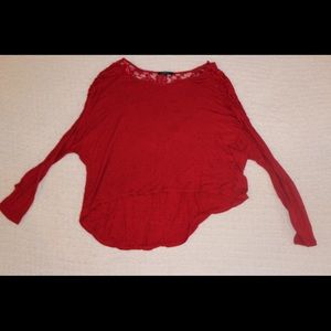 Red Lace High Low Shirt